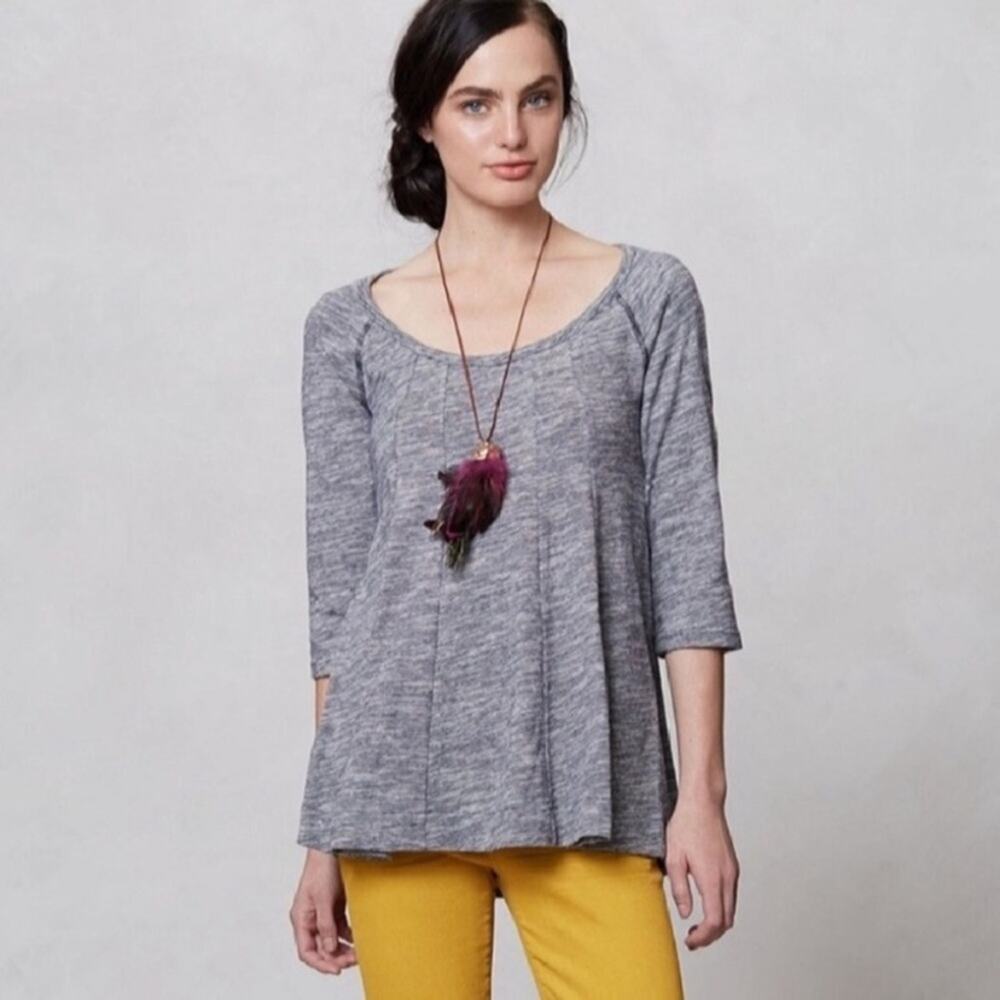 Anthropologie Deletta Navy Pathed Seams Swing Top M